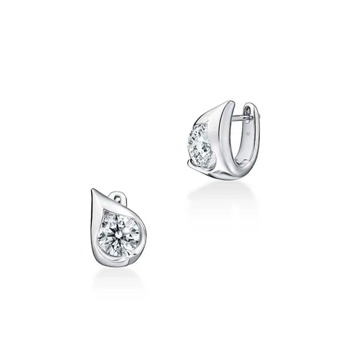 Best hoop earrings with snake chain details for a sleek and modern touch-Hearts On Fire 1.0CTW LU Droplet Huggie Earrings in 18K White Gold