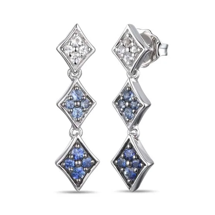 Best hoop earrings with floral designs for a feminine and delicate look-Le Vian Denim Ombré Earrings featuring Blue and White Sapphires in 14K Vanilla Gold