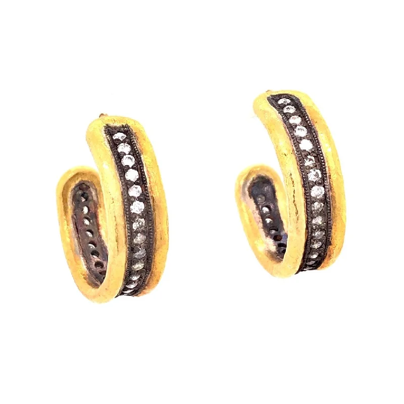 Hoop earrings with twisted leather for a chic and modern boho look-24K Diamond Earrings