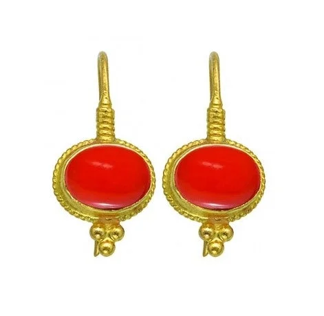 Best hoop earrings with hammered gold for a rustic yet elegant look-24K Coral Earrings