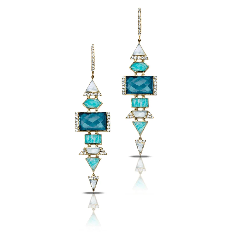 Stylish hoop earrings with diamond accents for an elegant and sparkling effect-Amazonite and Diamond Earrings