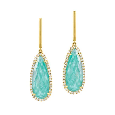 Hoop earrings with a chunky design for a bold and trendy statement-Amazonite and Diamonds Earrings