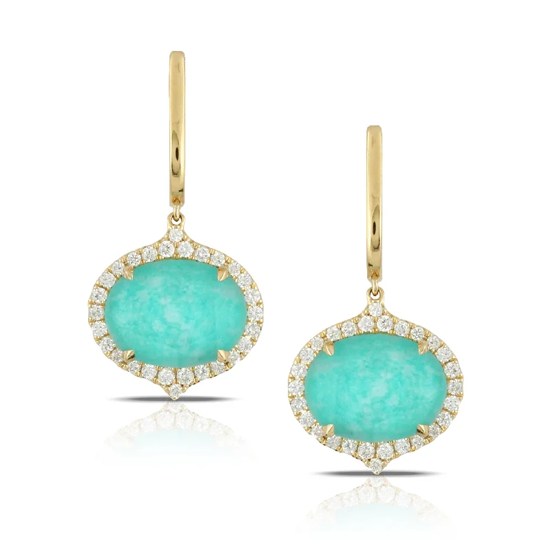 Best hoop earrings with cubic zirconia for a budget-friendly, dazzling look-Amazonite and Diamonds Earrings