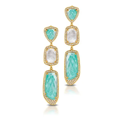 Hoop earrings with intricate designs for a unique and artistic appearance-Amazonite and Diamond Earrings