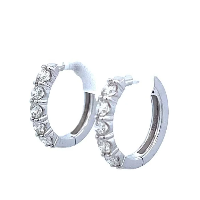 Best hoop earrings with vintage coins for a retro, antique-inspired style-Mountz Collection Oval Diamond Hoop Earrings in 14K White Gold