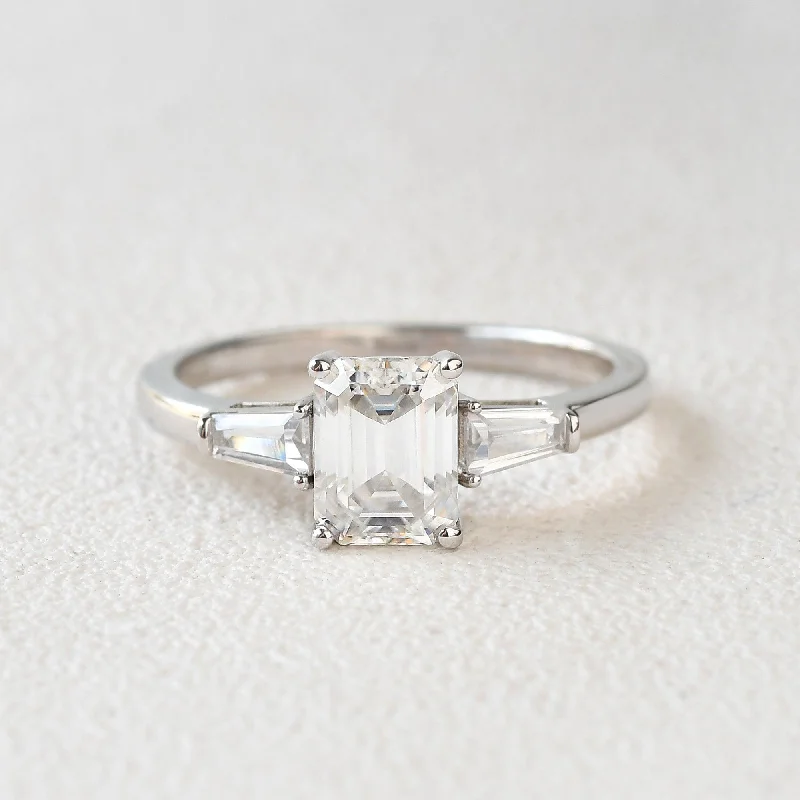 Emerald Cut Moissanite Vintage Ring