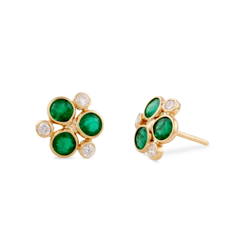 Hoop earrings with floral motifs for a feminine and nature-inspired look-Gemstone & Diamond Earring In 18K Yellow Gold