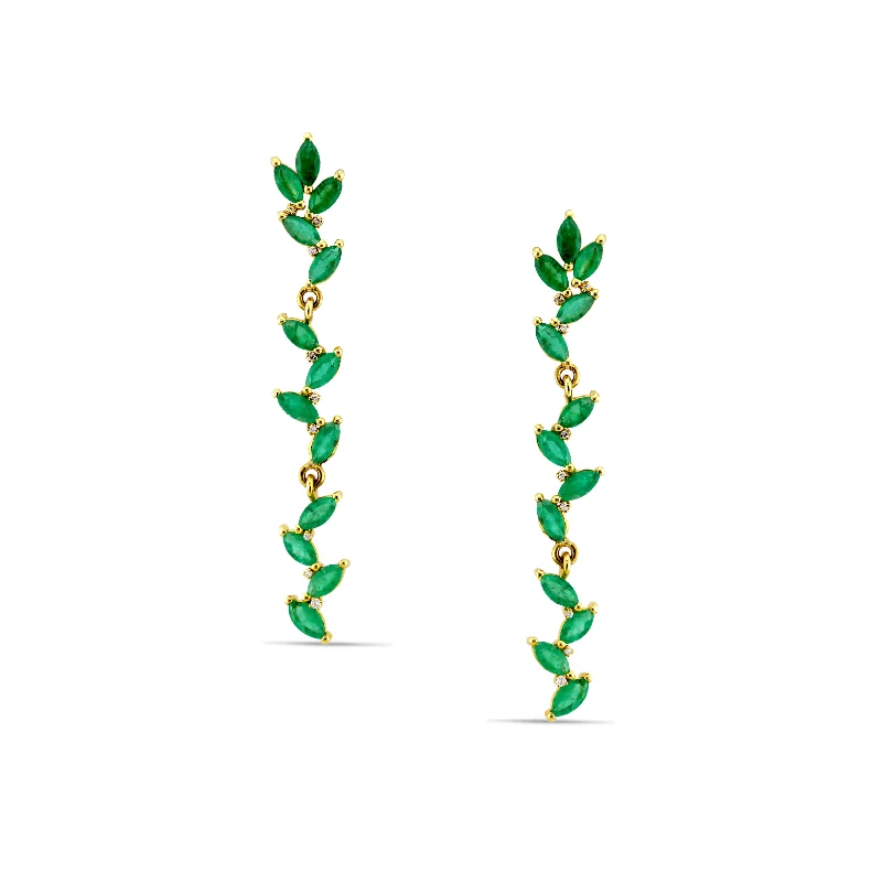 Best hoop earrings with geometric pendants for a modern, chic appeal-Emerald Marquise & Diamond Earring In 18K Yellow Gold