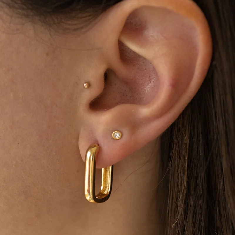 Hoop earrings with crescent moon shapes for a celestial and mystical appearance-Emma Elongated Hoop Earrings in Gold