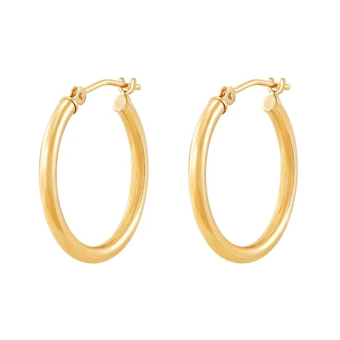 Best hoop earrings with marbled designs for a trendy and artistic effect-Mountz Collection 2mm x 20mm Round Tube Hoop Earrings in 14K Yellow Gold