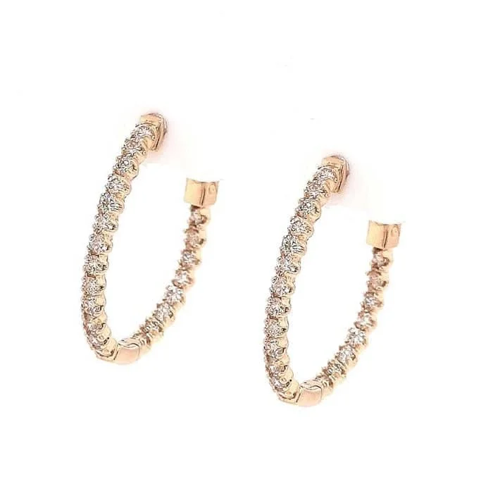 Best hoop earrings with blackened metal for an edgy and bold appearance-Mountz Collection 1CTW Diamond Inside-Outside Oval Hoop Earrings in 14K Yellow Gold