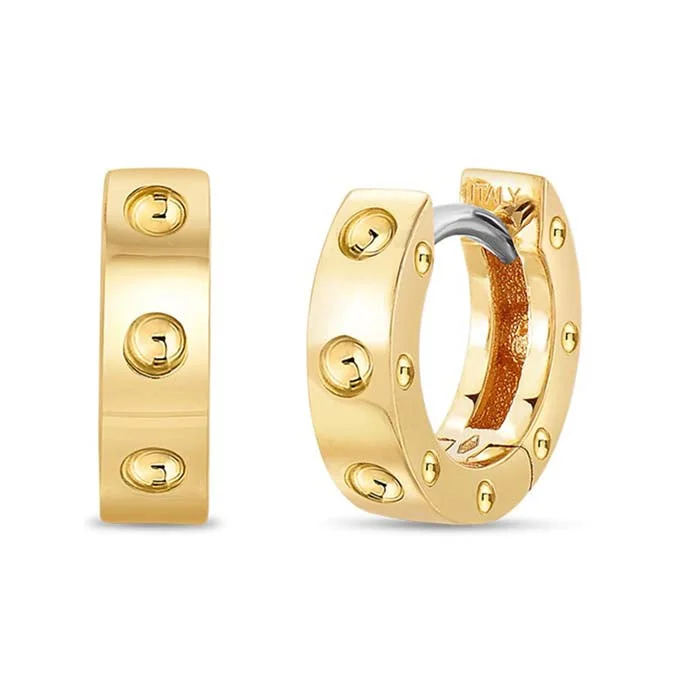 Hoop earrings with crescent moon shapes for a celestial and mystical appearance-Roberto Coin Symphony Pois Moi Collection Hinged Huggie Earrings in 18K Yellow Gold