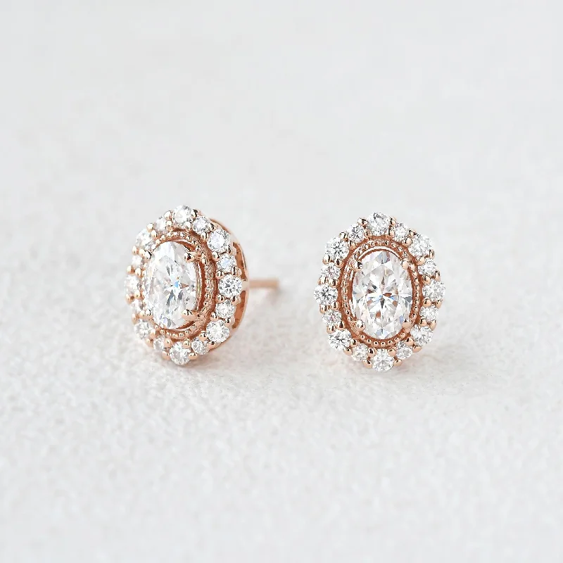 Best hoop earrings with floral designs for a feminine and delicate look-Felicegals Moissanite Halo Extravaganza Earrings