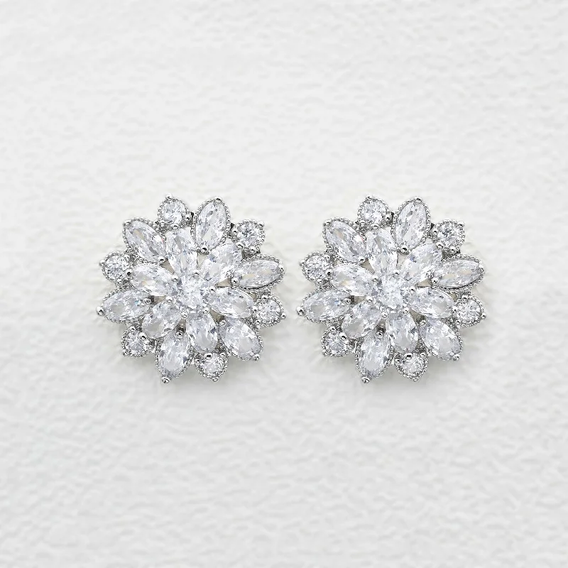 Hoop earrings with intricate designs for a unique and artistic appearance-Stimulated Diamond Floral Inspired Earrings