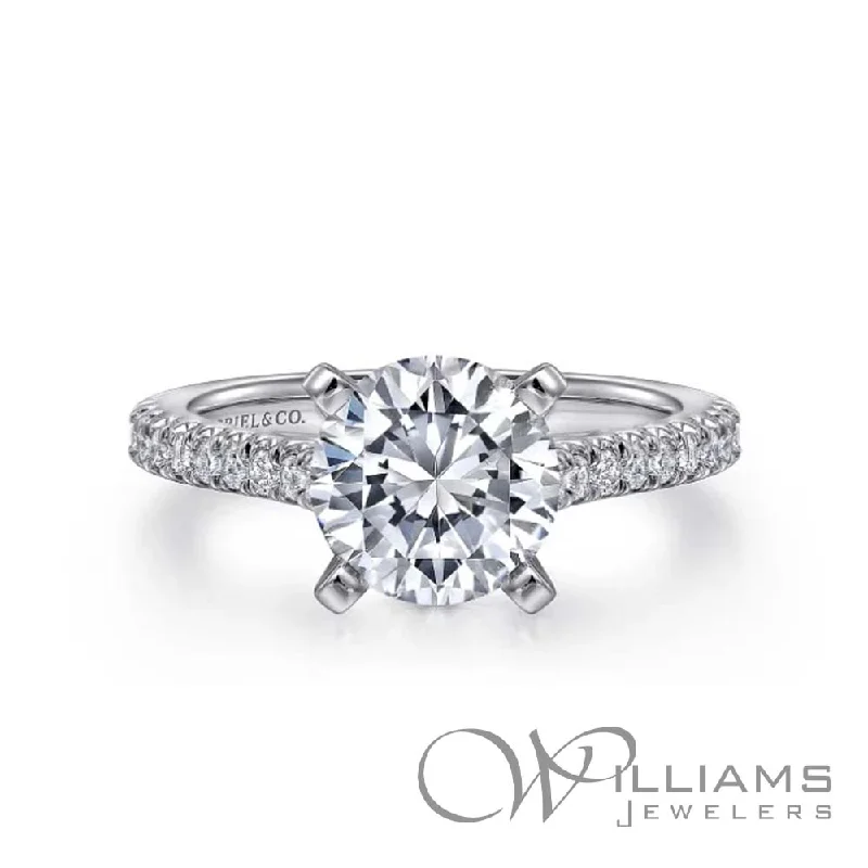 Engagement rings with double halo of opal -Gabriel & Co. Classic 14 Karat Diamond Engagement Ring