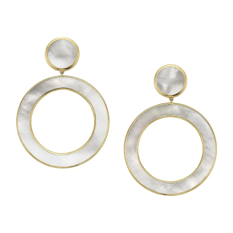 Best hoop earrings with vintage coins for a retro, antique-inspired style-Dot and Open Circle Earrings in Mother of Pearl