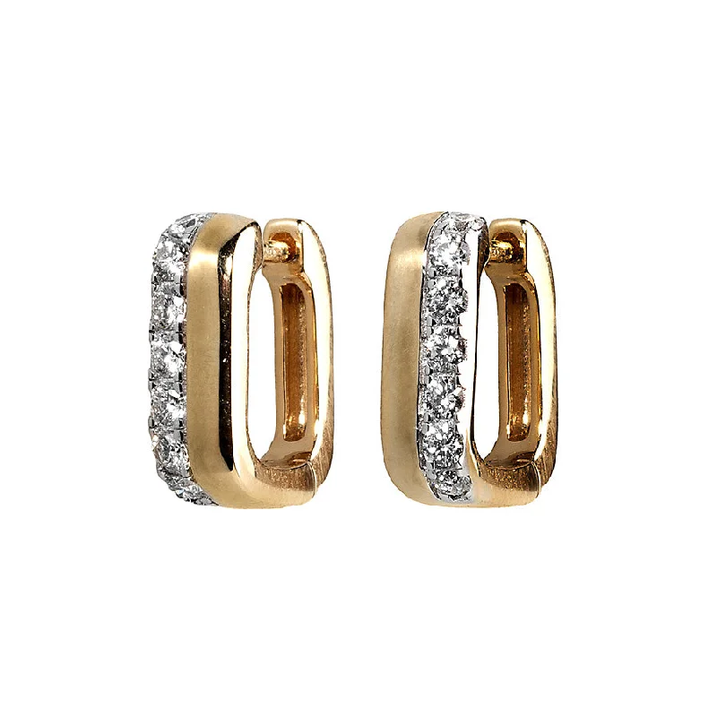 Medium hoop earrings for an everyday look with the perfect balance of style-Gold + Diamond Bar Huggies