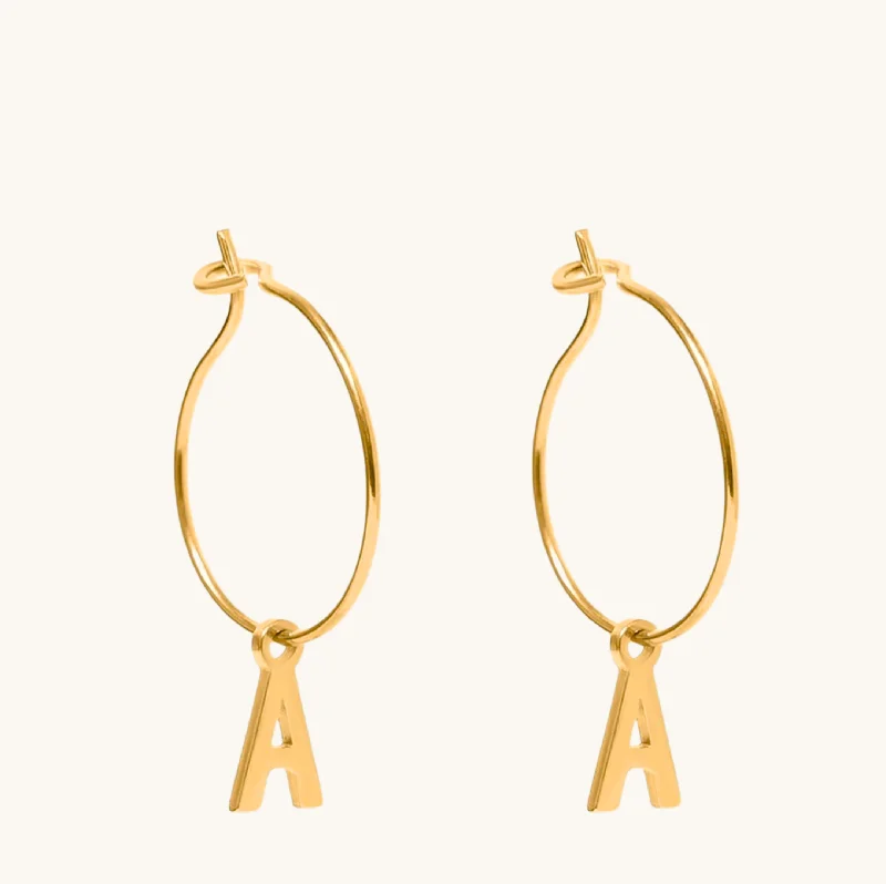 Best hoop earrings with matching bracelets for a coordinated jewelry set-Gold Initial Small Hoops