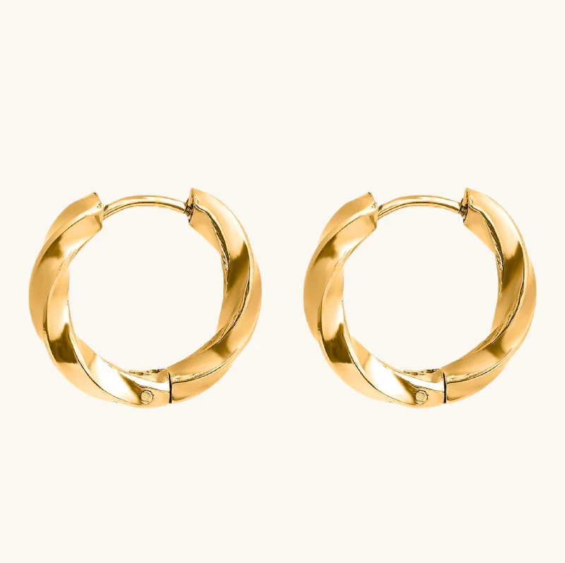 Best hoop earrings with baroque pearls for a luxurious and elegant vibe-Gold Twisted Small Hoops