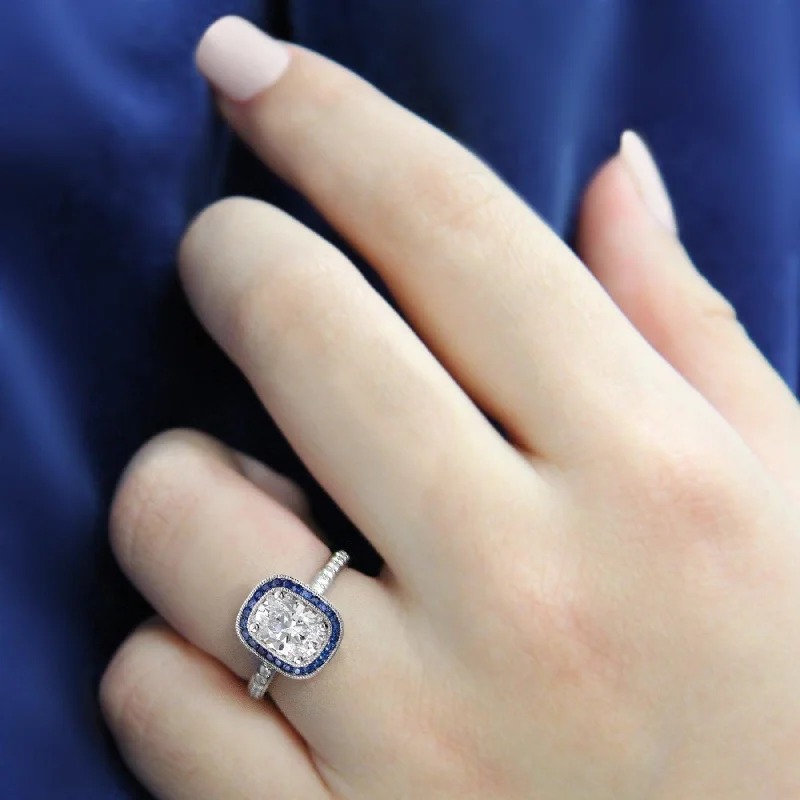 Engagement rings with rough opal for texture -"The Cheyenne" Halo Semi Mount Diamond and Gemstone Ring