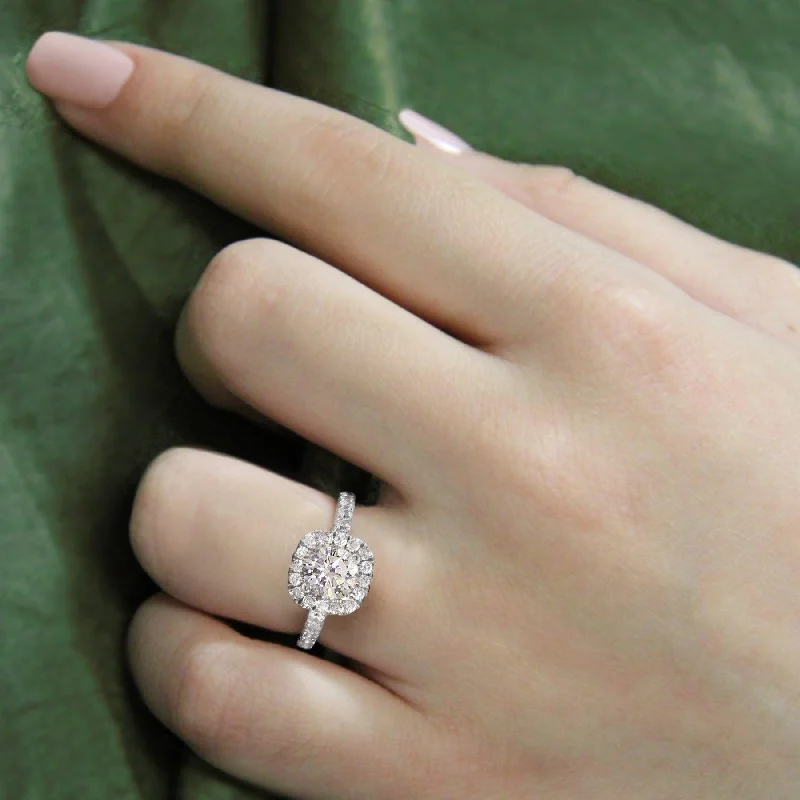 Engagement rings with vintage-inspired claw prongs -"The Dallas" Halo Semi-Mount Diamond Ring