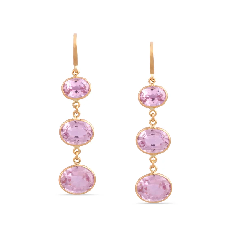 Best hoop earrings with matte finish for a sophisticated, understated design-Kunzite Oval Earring In 18K Yellow Gold