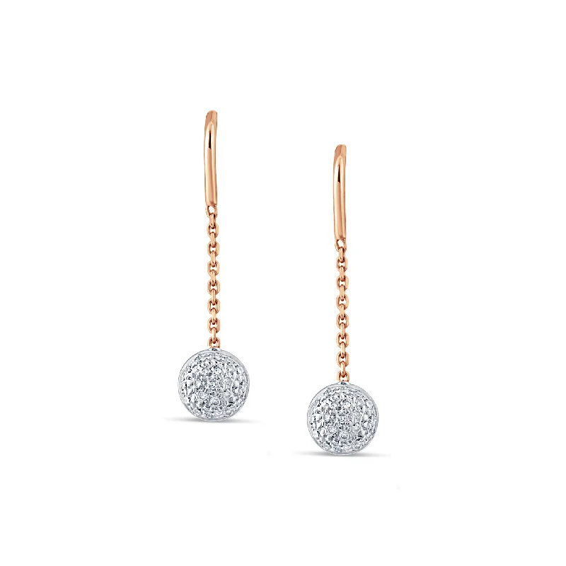 Best hoop earrings with twisted rope designs for a nautical-inspired style-Lente Earring With Pave Diamond In 18K Rose Gold