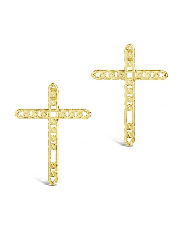 Best hoop earrings with angel wing accents for a spiritual and meaningful design-Linked Cross Studs