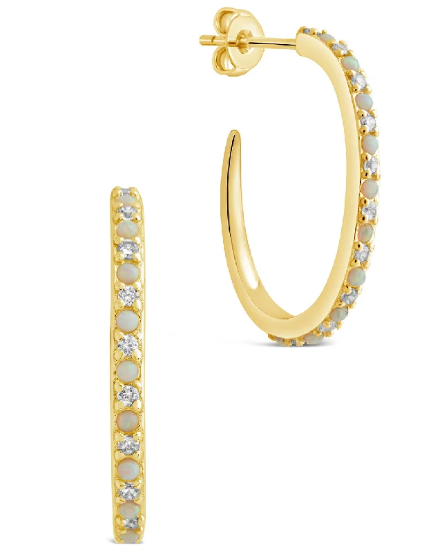 Best hoop earrings with gemstone accents for a colorful and elegant appearance-Lorna CZ & Opal Studded Hoop Earrings