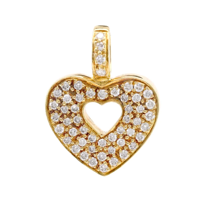 Engagement rings with matte finish rose gold -Maison Poiray French Vintage Diamond 18K Yellow Gold Heart Pendant