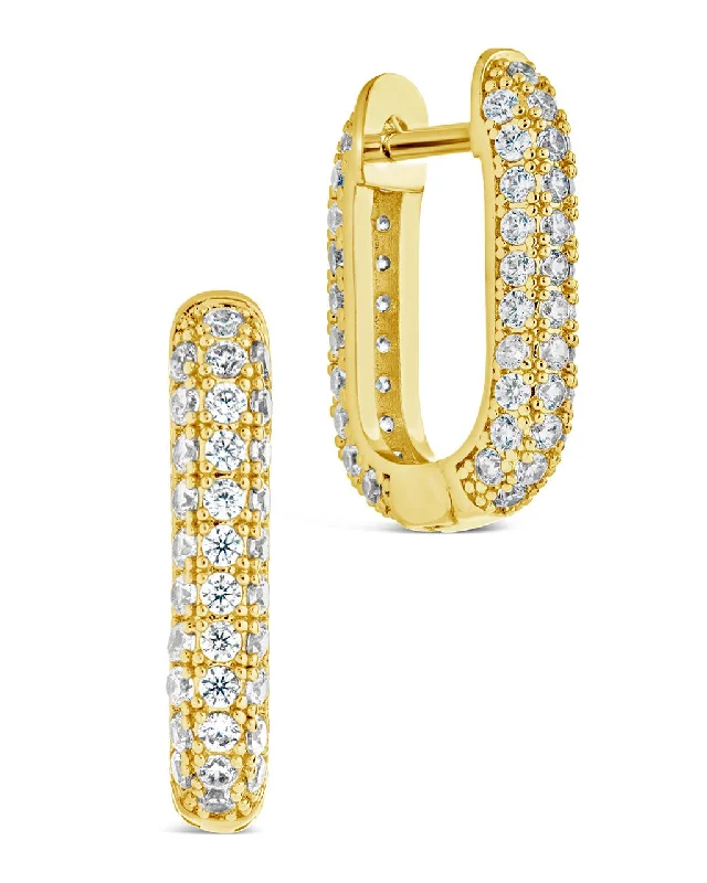 Hoop earrings with artistic filigree designs for an intricate, delicate finish-Mara CZ Rectangle Hoop Earrings