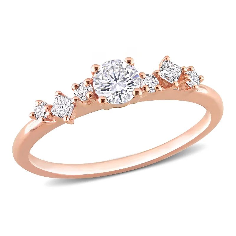 Custom engagement rings with engraved floral bands -Miadora 14k Rose Gold 1/2ct TDW Diamond Engagement Ring