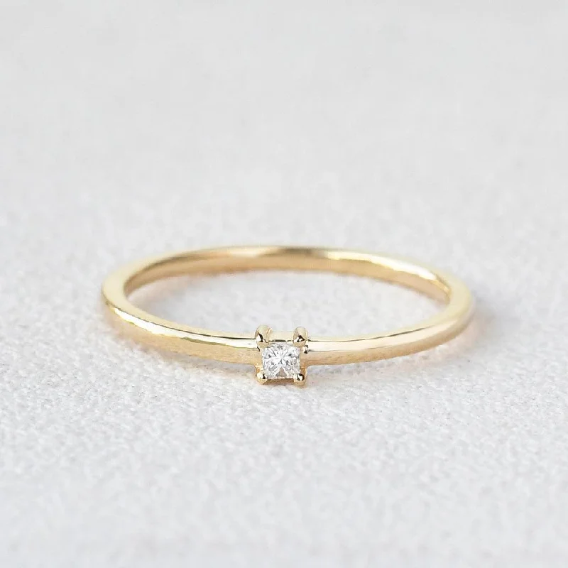 Engagement rings with bold citrine for vibrancy -Minimalist Diamond Solitaire Petite Ring