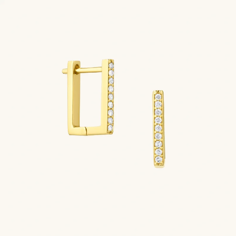 Best hoop earrings with butterfly motifs for a playful and whimsical appearance-Minimalist Studded Rectangle Earrings