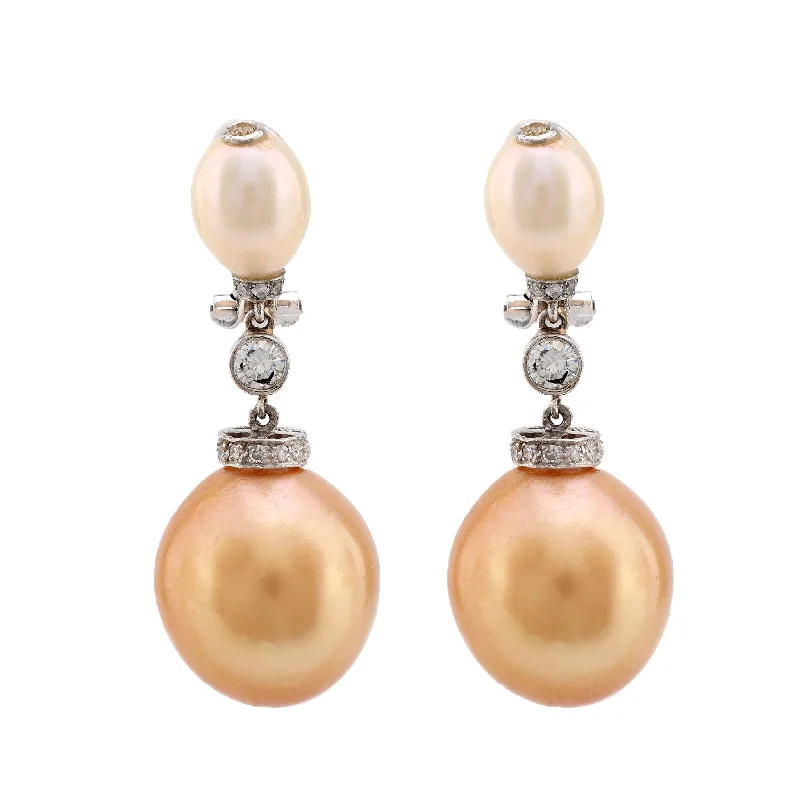 Best hoop earrings with smooth ceramic finishes for a polished, clean style-Modern French Pearl Diamond 18K White Gold Earrings