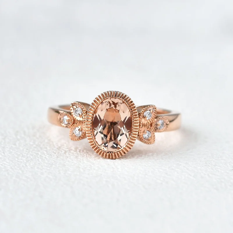 Engagement rings with vibrant tourmaline for color -Morganite & Moissanite Rose Gold Ring