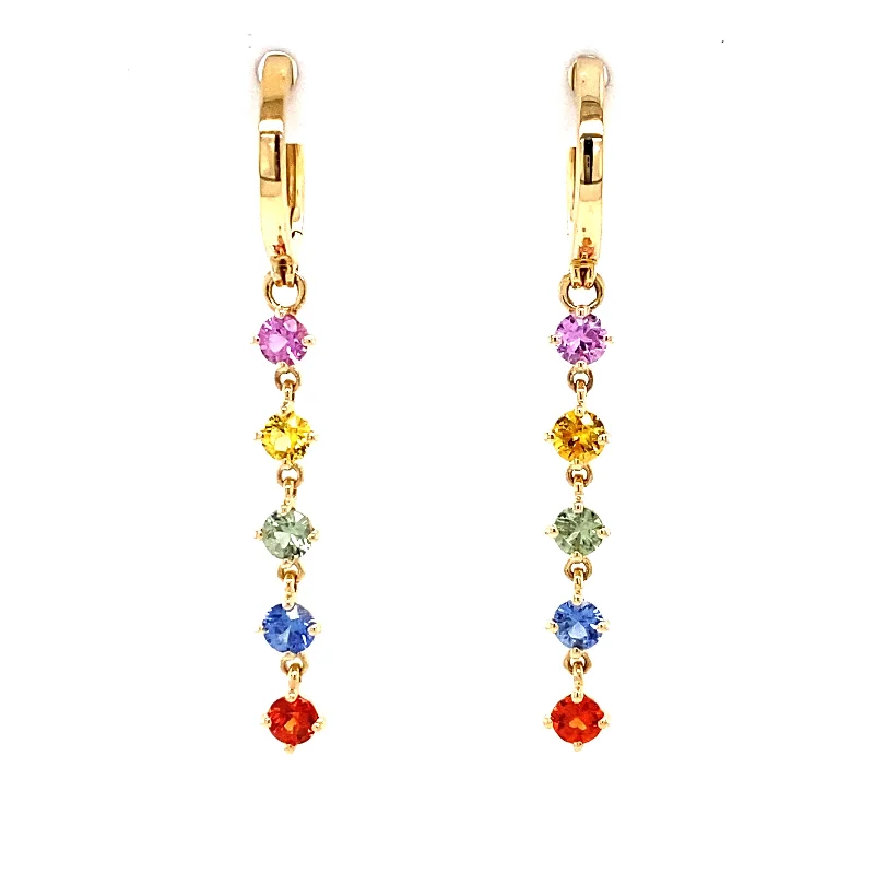 Best hoop earrings with blackened metal for an edgy and bold appearance-Multi Sapphire Dangle Earring by Bellarri