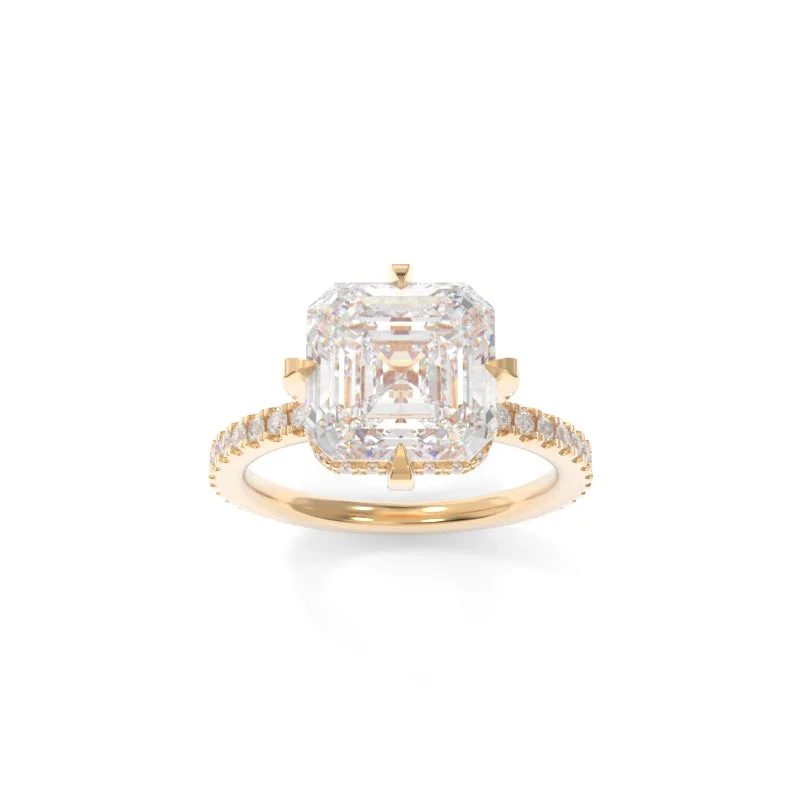 Engagement rings with matte finish rose gold -Natasha Ring Asscher