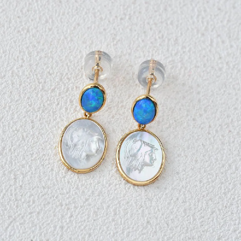 Best hoop earrings with butterfly motifs for a playful and whimsical appearance-Natural Opal & Fritillary Vintage Inspired Earrings