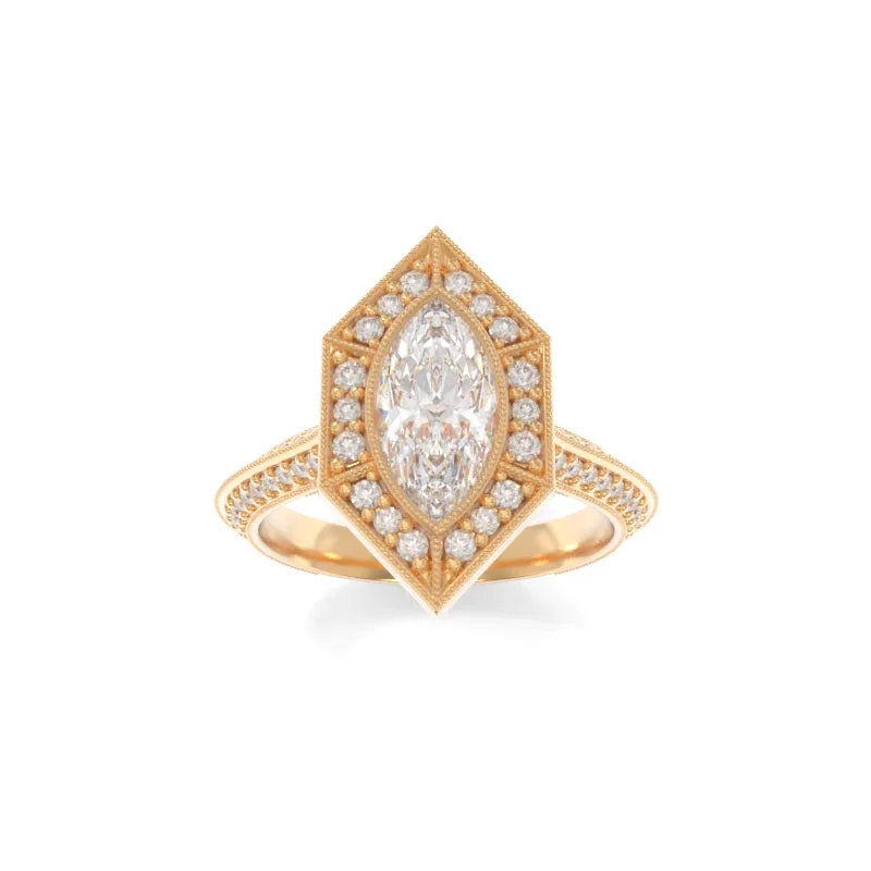 Engagement rings with vine-inspired topaz bands -Octavia Ring Marquise