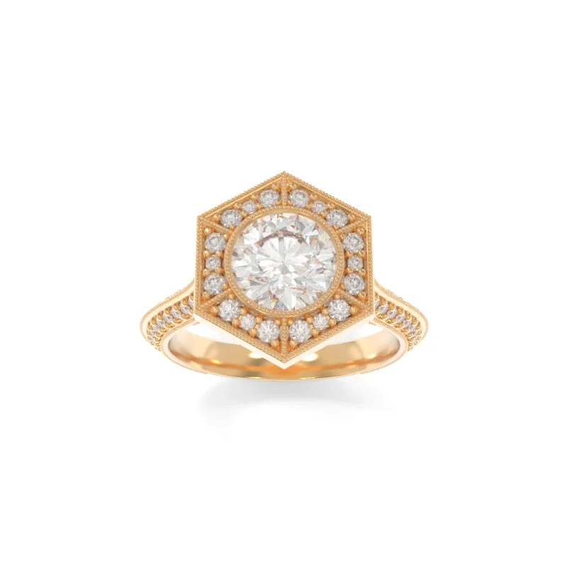 Engagement rings with pave-set citrine for warmth -Octavia Ring Round OEC