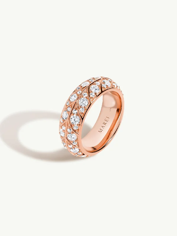 Engagement rings with unique claw-set peridot -Palmyra Eternity Band With Brilliant White Diamonds In 18K Rose Gold, 8mm