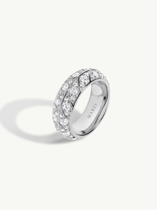 Engagement rings with modern open-band opal -Palmyra Eternity Band With Brilliant White Diamond In Platinum, 8mm