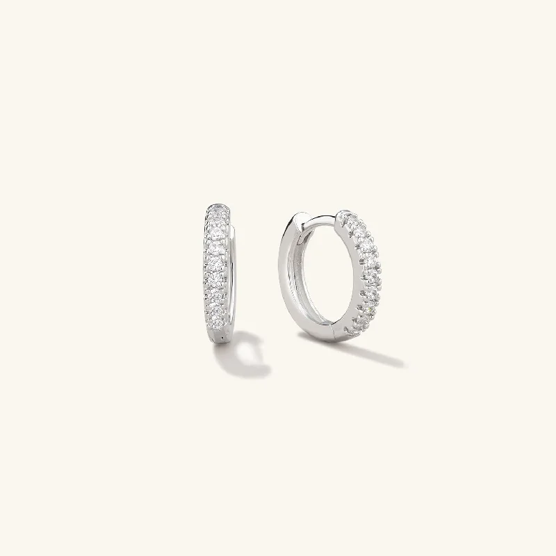 Best hoop earrings with blackened metal for an edgy and bold appearance-Pave Moissanite Daily Hoops Earrings - Petite