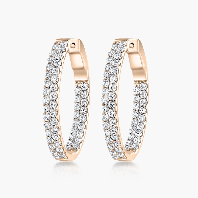 Hoop earrings with polished metal for a shiny and high-quality finish-Pave Set Inside-Out Hoops