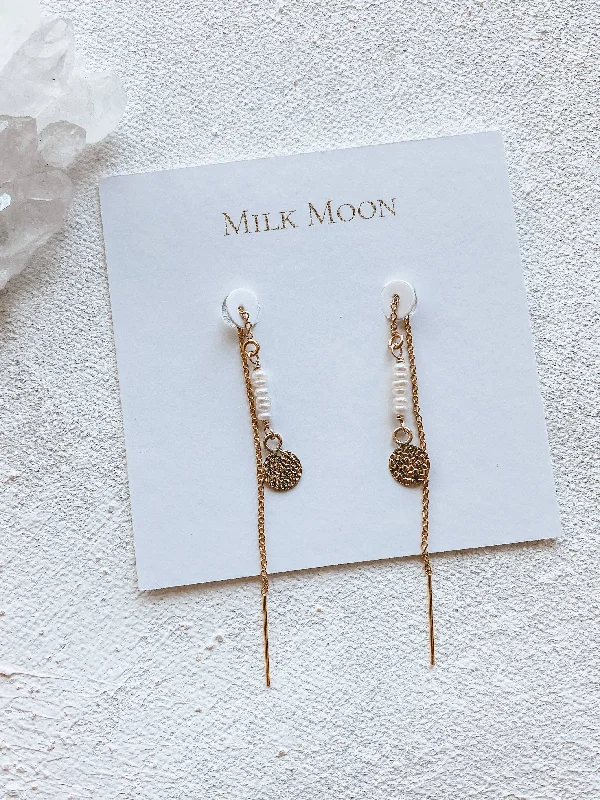 Hoop earrings with braided patterns for a detailed and textured finish-Pearl Chain Earrings