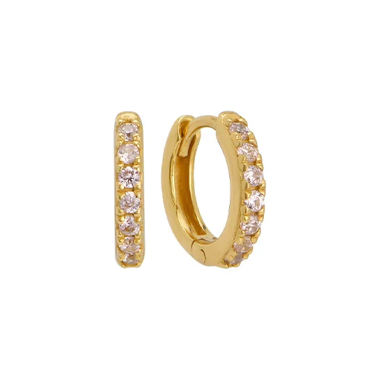 Best hoop earrings with minimal embellishments for a sleek and modern look-Pink CZ Diamond Huggie Hoops Earrings in Gold