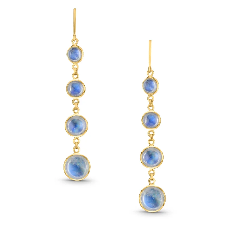 Hoop earrings with spiral designs for a dynamic and fluid look-Rainbow Moonstone Oval Earring In 18K Yellow Gold