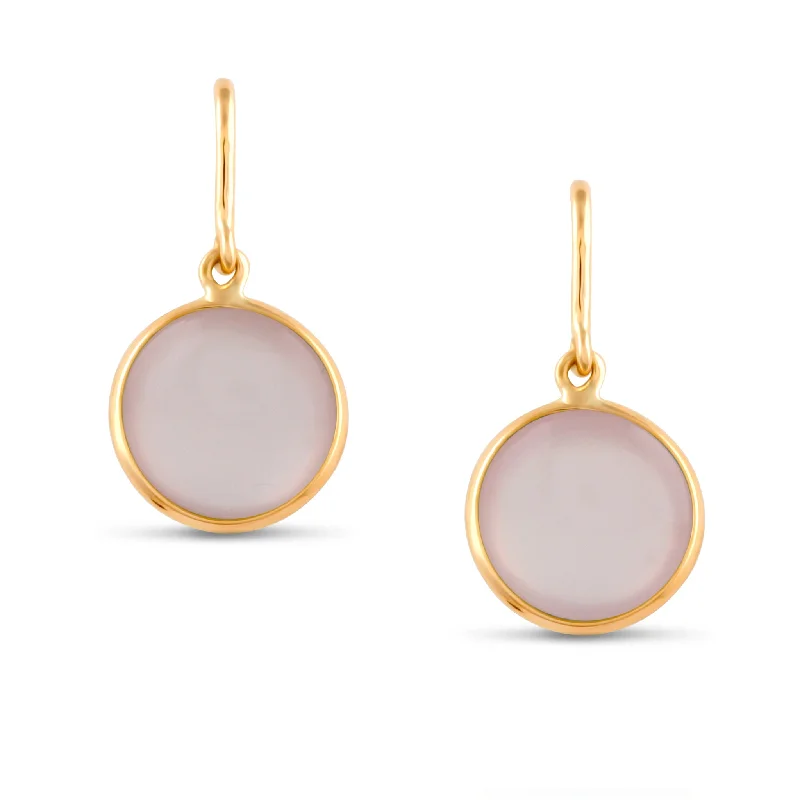 Hoop earrings with a chunky design for a bold and trendy statement-Rose Quartz Round Earring In 18K Yellow Gold