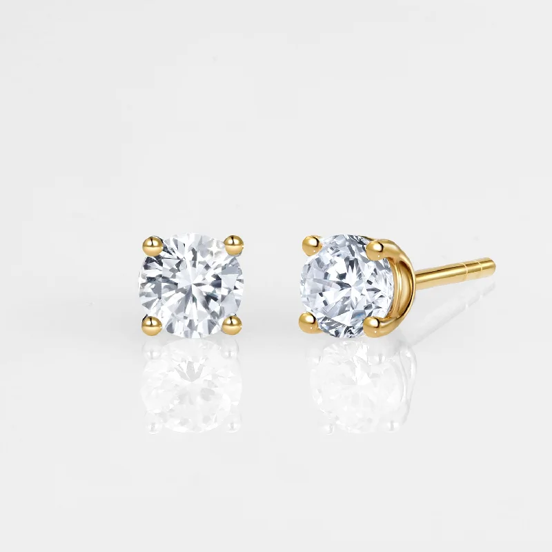 Best hoop earrings with custom designs for a personalized, unique accessory-0.5CT Lab Grown Diamond Classic 4-prong Solitaire 14K Gold Studs Set 2pcs